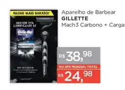 Supermercados Mundial Aparelho de Barbear Gillette Mach3 Carbono + Carga oferta