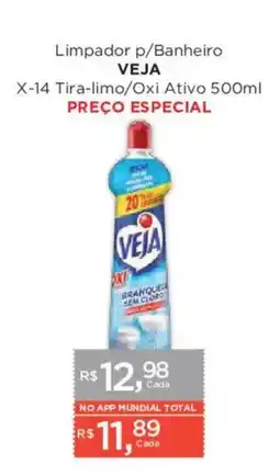 Supermercados Mundial Limpador p/Banheiro Veja X-14 Tira-limo/Oxi Ativo oferta