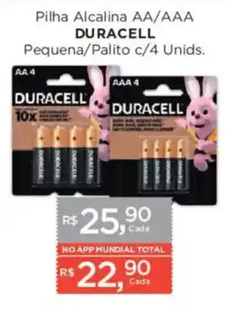 Supermercados Mundial Pilha Alcalina AA/AAA Duracell Pequena/Palito oferta