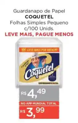 Supermercados Mundial Guardanapo de Papel Coquetel Folhas Simples Pequeno oferta