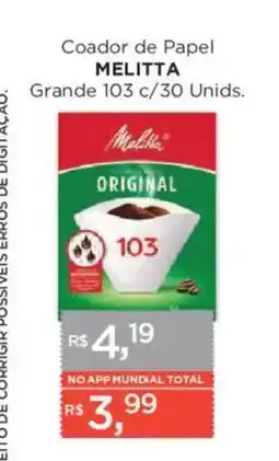 Supermercados Mundial Coador de Papel Melitta Original oferta
