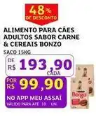 Assaí Atacadista Bonzo - alimento para cães adultos sabor carne & cereais oferta