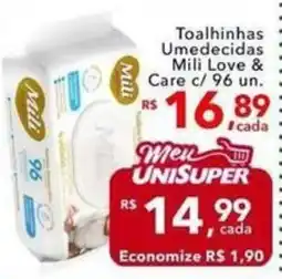 UniSuper Toalhinhas Umedecidas Mili Love & Care oferta