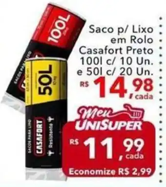 UniSuper Saco p/ Lixo em Rolo Casafort Preto oferta