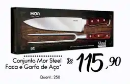 Giassi Supermercados Conjunto mor steel faca e garfo de aço oferta