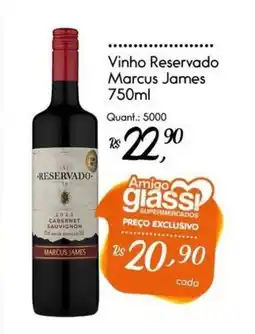 Giassi Supermercados Vinho reservado marcus james oferta