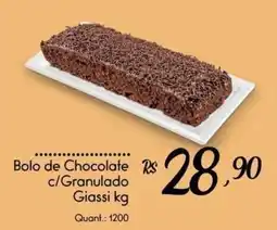 Giassi Supermercados Bolo de Chocolate c/Granulado Giassi kg oferta