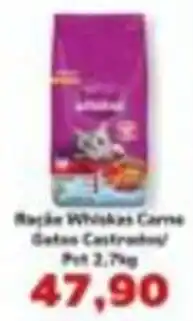 Supermercados Tauste Ração Whiskas Carne Gatos Castrados/ Pet 2,7kg oferta