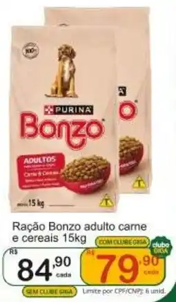 Giga Atacado Ração bonzo adulto carne e cereais oferta