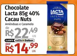 Supermercado Dalben Chocolate lacta 85g 40% cacao nuts oferta