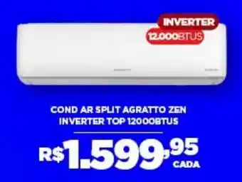 DB Supermercados Cond ar split agratto zen inverter top 12000btus oferta