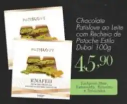 Confiança Supermercados Chocolate Patislove ao leite com Recheio de Pistache Estilo Dubai oferta