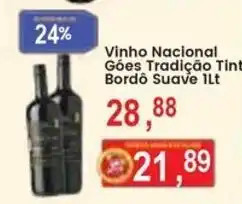 Federzoni Supermercados Vinho Nacional Gôes Tradição Tinto Bordô Suavê 1lt oferta