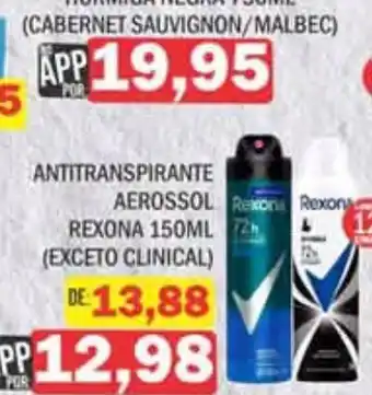 Supermercados Mendonça Antitranspirante aerossol rexona 150ml oferta
