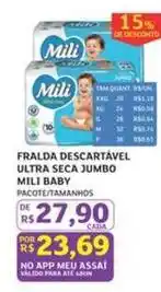 Assaí Atacadista Mili - fralda descartável ultra seca jumbo oferta