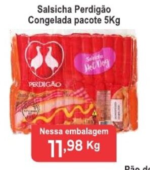 Calvo Atacadista Salsicha Perdigao Congelada pacote 5kg oferta