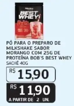 Assaí Atacadista pó para o preparo de milkshake sabor morango com 25g de proteína bob's best whey oferta