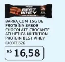 Assaí Atacadista barra com 15g de proteína sabor chocolate crocante athletica nutrition protein best whey oferta