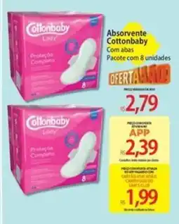 Atacadão Absorvente cottonbaby com abas oferta