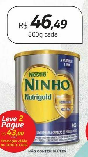 Drogal Ninho nutrigold 800g oferta