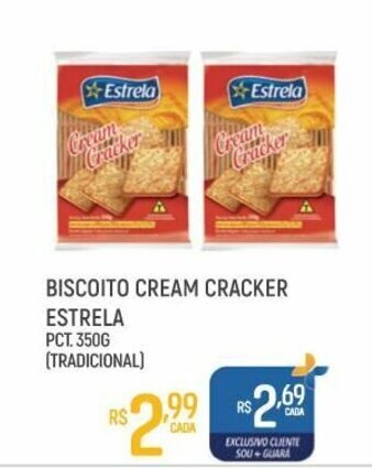 Supermercado Guará Biscoito cream cracker Estrela 350g oferta