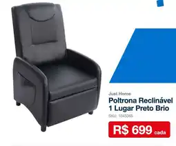 Sodimac Poltrona Reclinavel 1 Lugar Preto Brio oferta