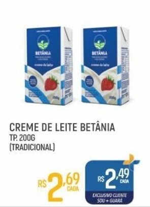 Supermercado Guará Creme de leite Betania Tp 200g oferta