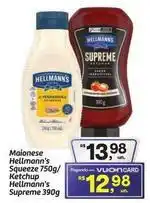Fort Atacadista Hellmann's - maionese squeeze/ ketchup supreme 390g oferta
