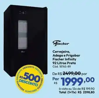 Cervejeira, Adega e Frigobar Fischer Infinity 92 Litros Preta