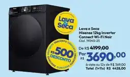 Lojas Becker Lava e Seca Hisense 12kg Inverter Connect Wi-Fi Noir oferta