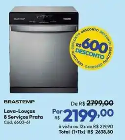Lojas Becker Lava-louças 8 serviços prata oferta