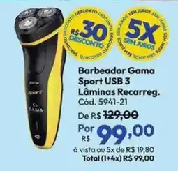 Lojas Becker Barbeador Gama Sport USB 3 Lâminas Recarreg. oferta