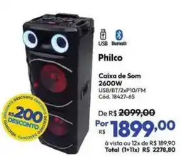 Lojas Becker Caixa de Som Philco oferta