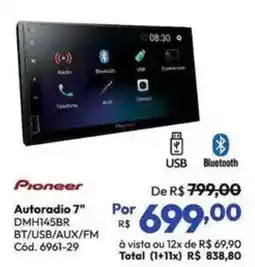 Lojas Becker Autoradio 7" DMH145BR BT/USB/AUX/FM oferta