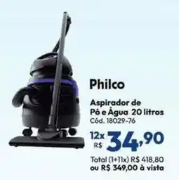 Lojas Becker Philco aspirador de pó e água 20 litros oferta
