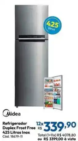 Lojas Becker Refrigerador Duplex Frost Free 425 Litros Inox oferta