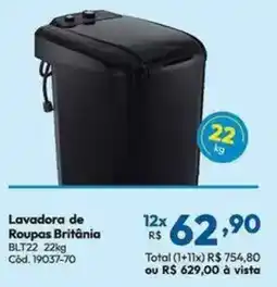 Lojas Becker Lavadora de Roupas Britânia oferta