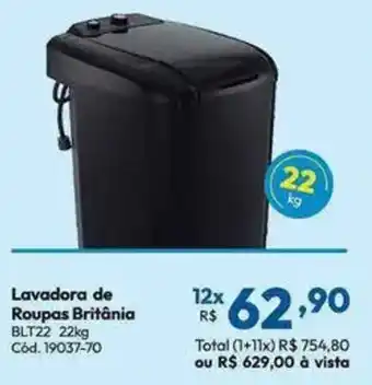 Lojas Becker Lavadora de Roupas Britânia oferta