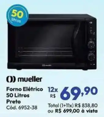 Lojas Becker Forno elétrico 50 litros preto oferta