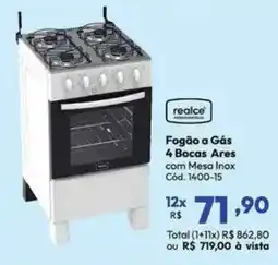 Lojas Becker Fogão a Gás 4 Bocas Ares com Mesa Inox oferta