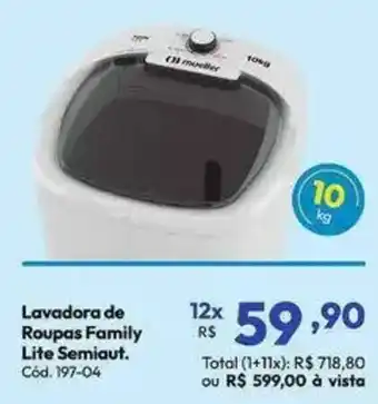 Lojas Becker Lavadora de Roupas Family Lite Semiaut. oferta