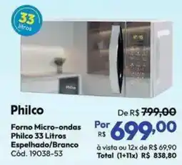 Lojas Becker Forno micro-ondas philco 33 litros espelhado/branco oferta