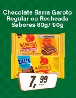 Rede Supermarket Chocolate Barra Garoto Regular ou Recheada Sabores 80g/90g oferta
