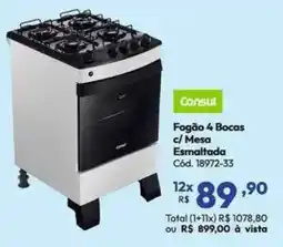 Lojas Becker Fogão 4 Bocas c/ Mesa Esmaltada oferta