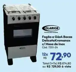 Lojas Becker Fogão a Gás 4 Bocas Delicato Kromanox c/ Mesa de Inox oferta