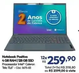 Lojas Becker Notebook Positivo oferta