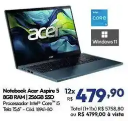 Lojas Becker Notebook acer aspire 5 oferta