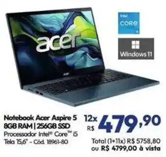 Lojas Becker Notebook acer aspire 5 oferta