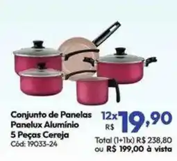 Lojas Becker Conjunto de Panelas Panelux Alumínio 5 Peças Cereja oferta