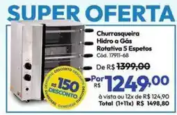 Lojas Becker Churrasqueira Hidro a Gás Rotativa 5 Espetos oferta